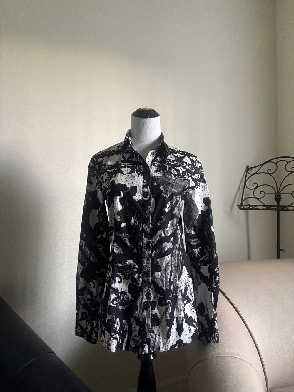 Just Cavalli Black and White Abstract Print Shirt